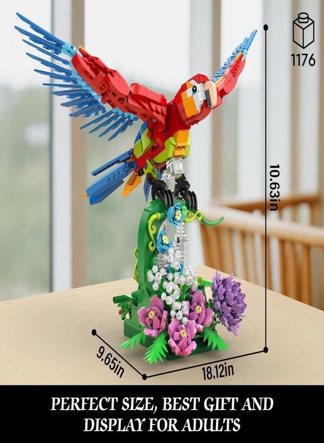 Vziimo Parrot Floral Building Set, MOC Flower and Parrot Collectible Table Art Kit, Creator 2 in 1 Animals Bird Ideas Gifts Toys for Adults and Teens Age 14+ (1176 PCS) - Image 4